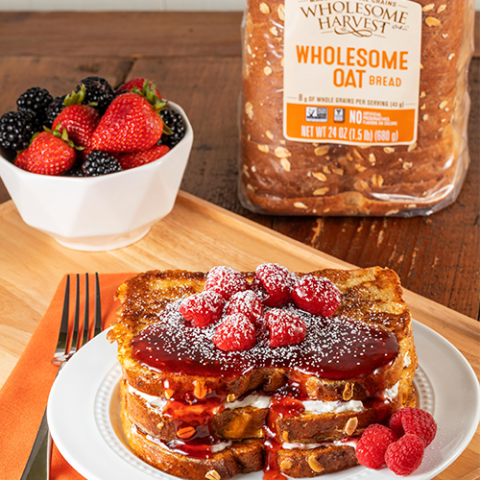 Wholesome Oat Bread with raspberry preserves 